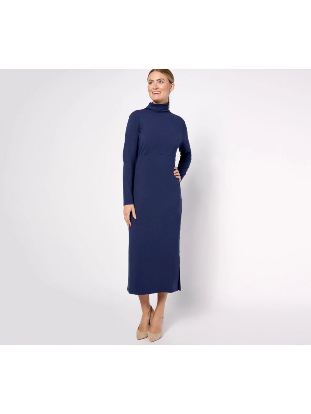 Women with Control Midi Dress Large Petite Finespun Jersey Tummy Control NEW